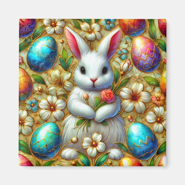 ~ Easter Bunny and Eggs ~  Magnet (Front)