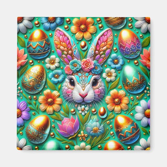 ~ Easter Bunny and Eggs ~  Magnet (Front)