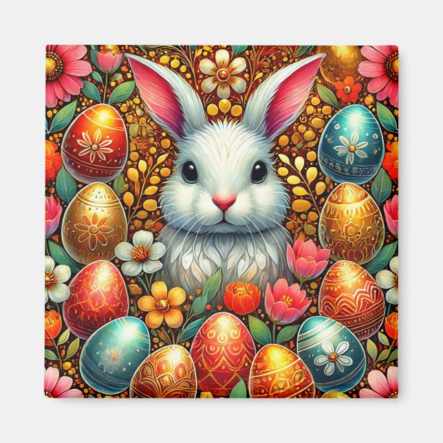 ~ Easter Bunny and Eggs ~  Magnet (Front)