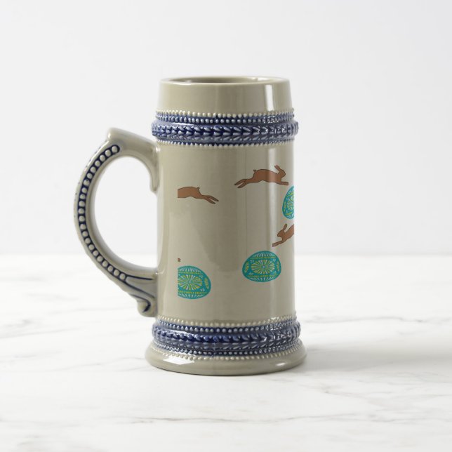easter bunny and eggs on white beer stein (Left)