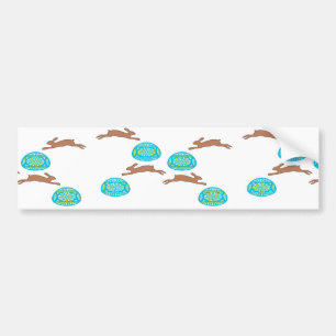 easter bunny and eggs on white bumper sticker