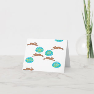 easter bunny and eggs on white card