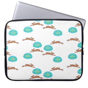 easter bunny and eggs on white laptop sleeve