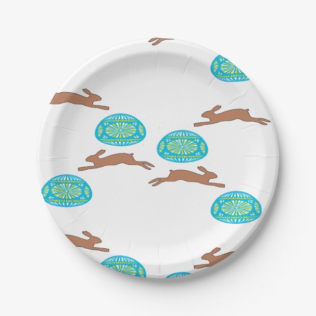 easter bunny and eggs on white paper plate (Front)