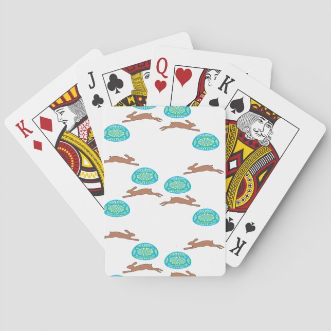 easter bunny and eggs on white playing cards (Back)