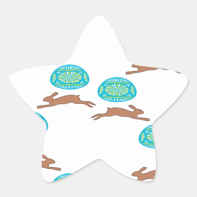 easter bunny and eggs on white star sticker (Front)
