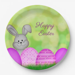Easter Bunny and Eggs Paper Plate