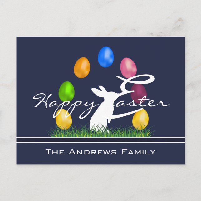Easter Bunny and Eggs Personalised Postcard (Front)