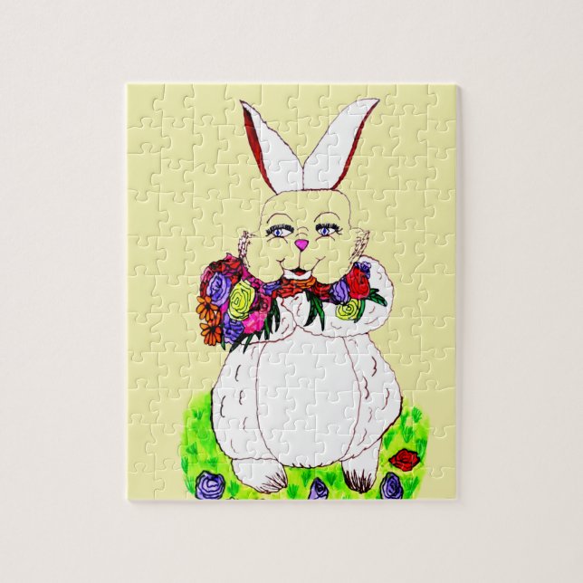 EASTER BUNNY AND FLOWERS puzzle (Vertical)