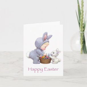 Easter Bunny and Girl Card