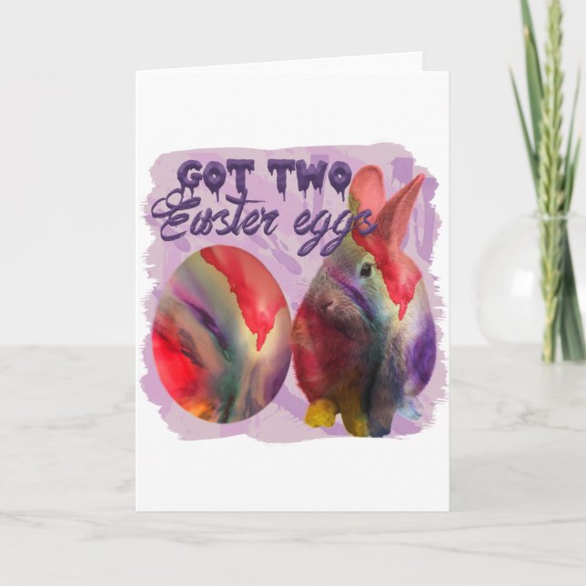 Easter Bunny And Painted Egg Holiday Card (Front)