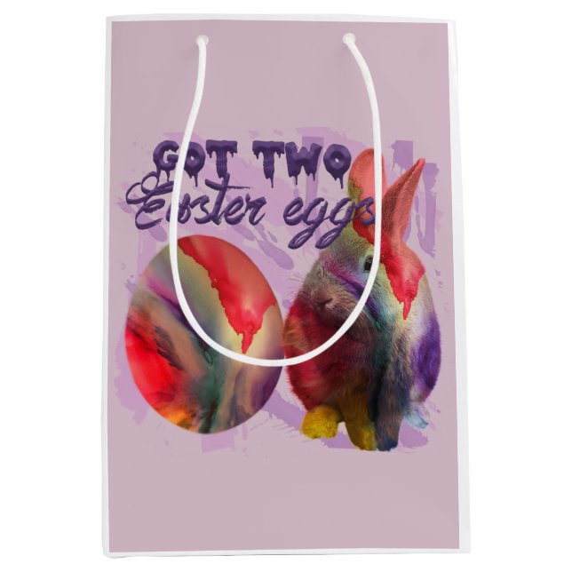 Easter Bunny And Painted Egg Medium Gift Bag (Front)