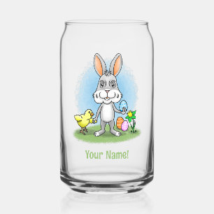 Easter Bunny and the Chicken Can Glass