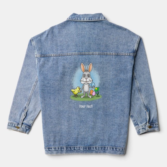 Easter Bunny and the Yellow Chick Denim Jacket (Back)