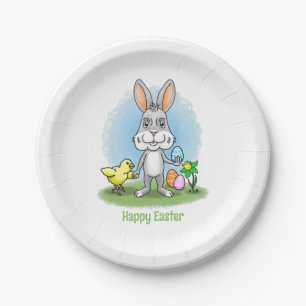 Easter bunny and the Yellow Chicken Paper Plate