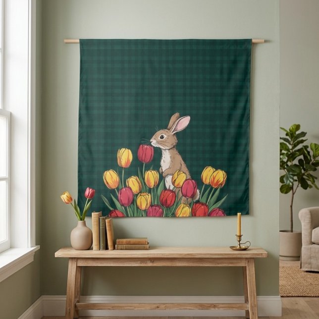 Easter Bunny and Tulips Tapestry - Rustic Home  (Creator Uploaded)