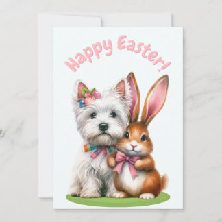 Easter Bunny and Westie Easter Card