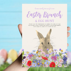 Easter Bunny and Wildflowers Egg Hunt and Brunch Invitation