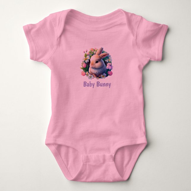 Easter Bunny Baby Bodysuit for Girls (Front)