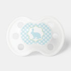 Easter bunny baby pacifier with blue gingham check