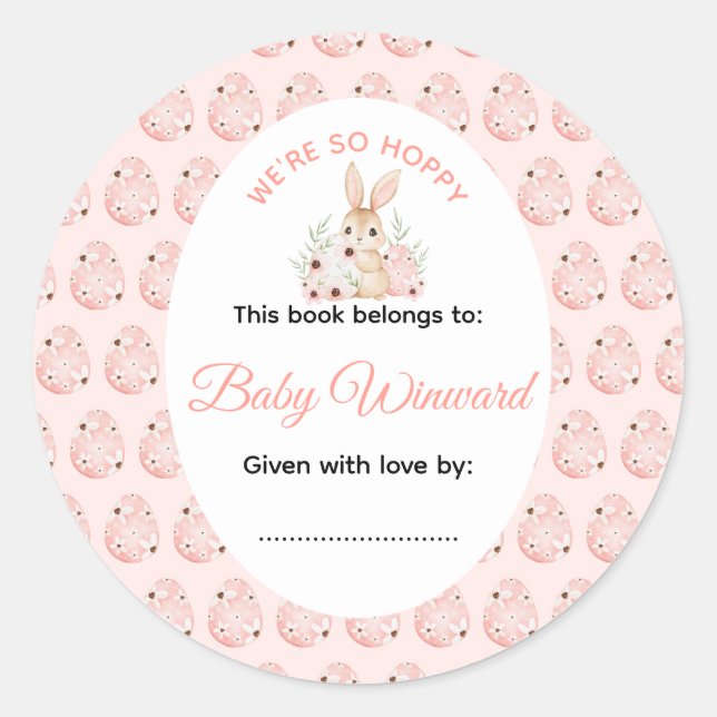 Easter Bunny Baby Shower Classic Round Sticker (Front)