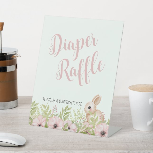 Easter Bunny Baby Shower Diaper Raffle Sign (In SItu)