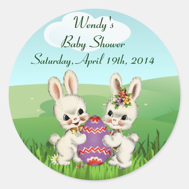 Easter Bunny Baby Shower Favour Stickers (Front)