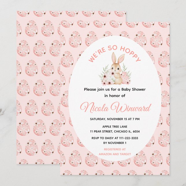 Easter Bunny Baby Shower Invitation (Front/Back)