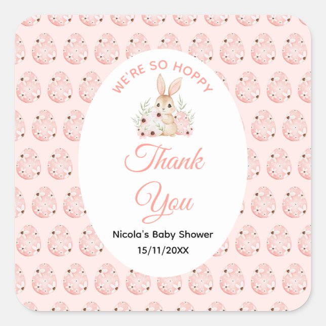 Easter Bunny Baby Shower Square Sticker (Front)