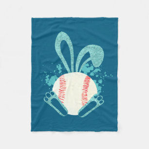 Easter Bunny Baseball Fan Easter Design Fleece Blanket