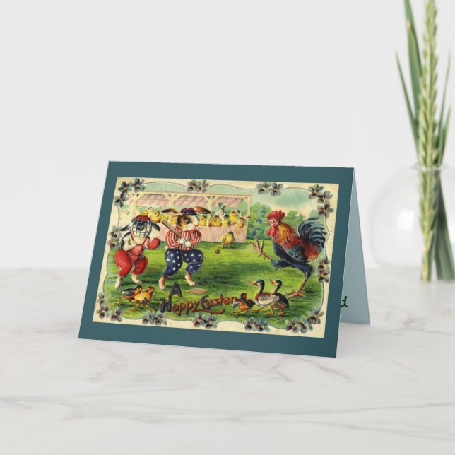 Easter Bunny Baseball Greeting Card (Front)