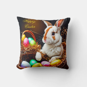 Easter Bunny Basket & Eggs Cushion