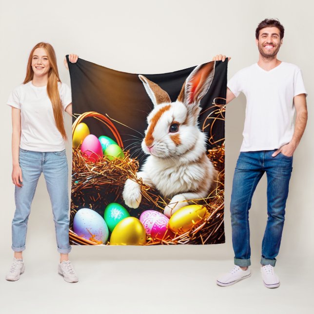 Easter Bunny Basket & Eggs  Fleece Blanket (In Situ)