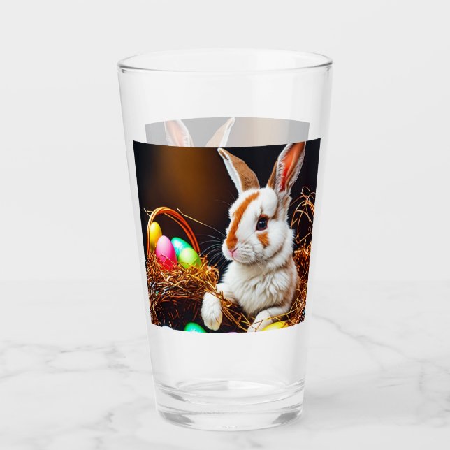Easter Bunny Basket & Eggs  Glass (Front)