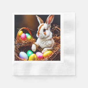 Easter Bunny Basket & Eggs  Napkin