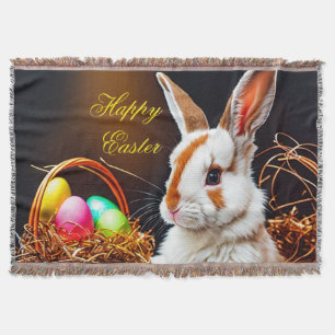 Easter Bunny Basket & Eggs Throw Blanket