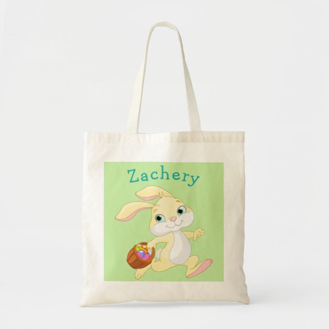 Easter Bunny Basket Name Egg Hunt Bag Boy Girl (Front)