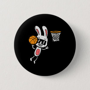 Easter Bunny Basketball Dunk Sports Boys Kids Todd 6 Cm Round Badge