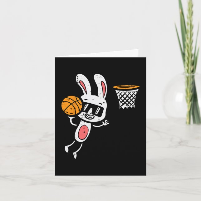 Easter Bunny Basketball Dunk Sports Boys Kids Todd Card (Front)