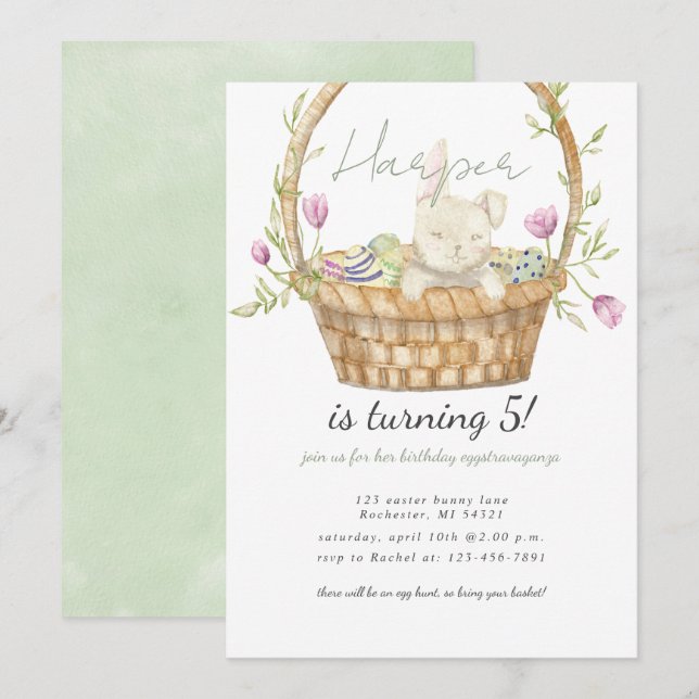 easter bunny birthday invitation (Front/Back)