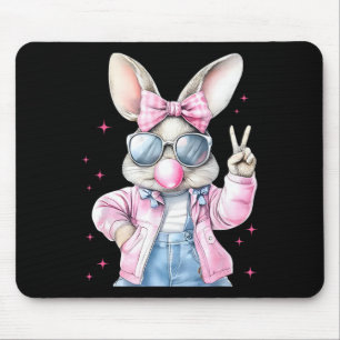 Easter Bunny Blowing Gum Happy Easter Bunnie Sungl Mouse Pad