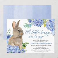 Easter bunny blue floral boy couples baby shower