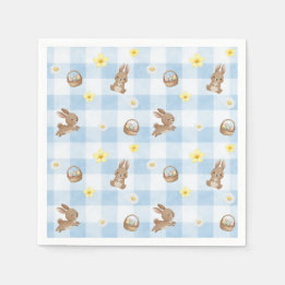 Easter Bunny Blue Gingham Napkin