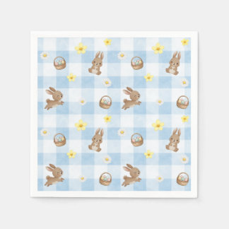 Easter Bunny Blue Gingham Napkin