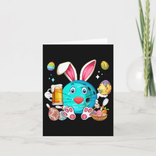 Easter Bunny Bowling Equipment Drinking Beer Funny Card