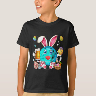 Easter Bunny Bowling Equipment Drinking Beer Funny T-Shirt
