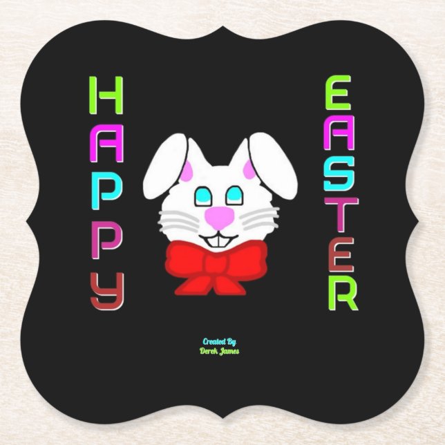 Easter Bunny Bracket Paper Coaster (Front)