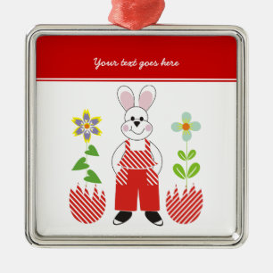 Easter bunny broken eggs flowers custom ornament