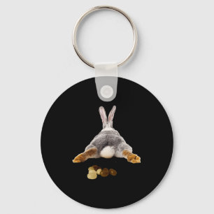 Easter bunny butt tail funny poop jelly beans key ring