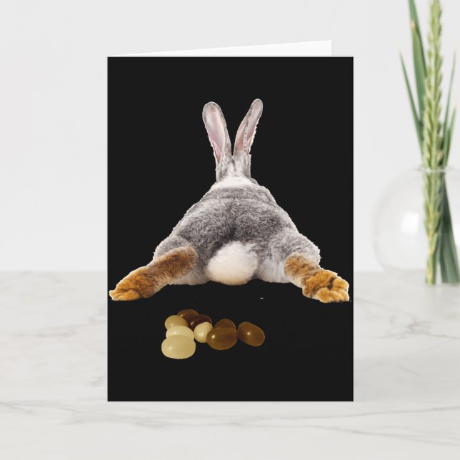 Easter Bunny Butt Tail Funny Poop Jelly Beans T Sh Card (Front)